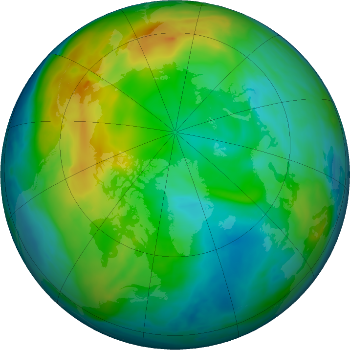 Arctic ozone map for 29 November 2021